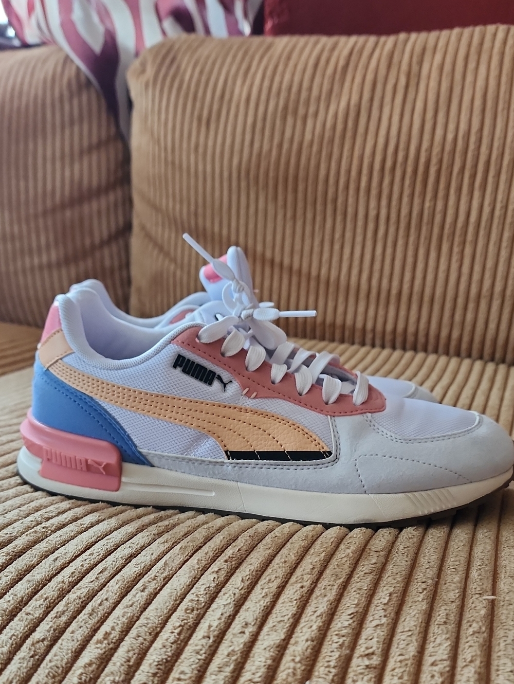 Puma Women's Graviton Peach Pink Blue Low-Profile Sneaker